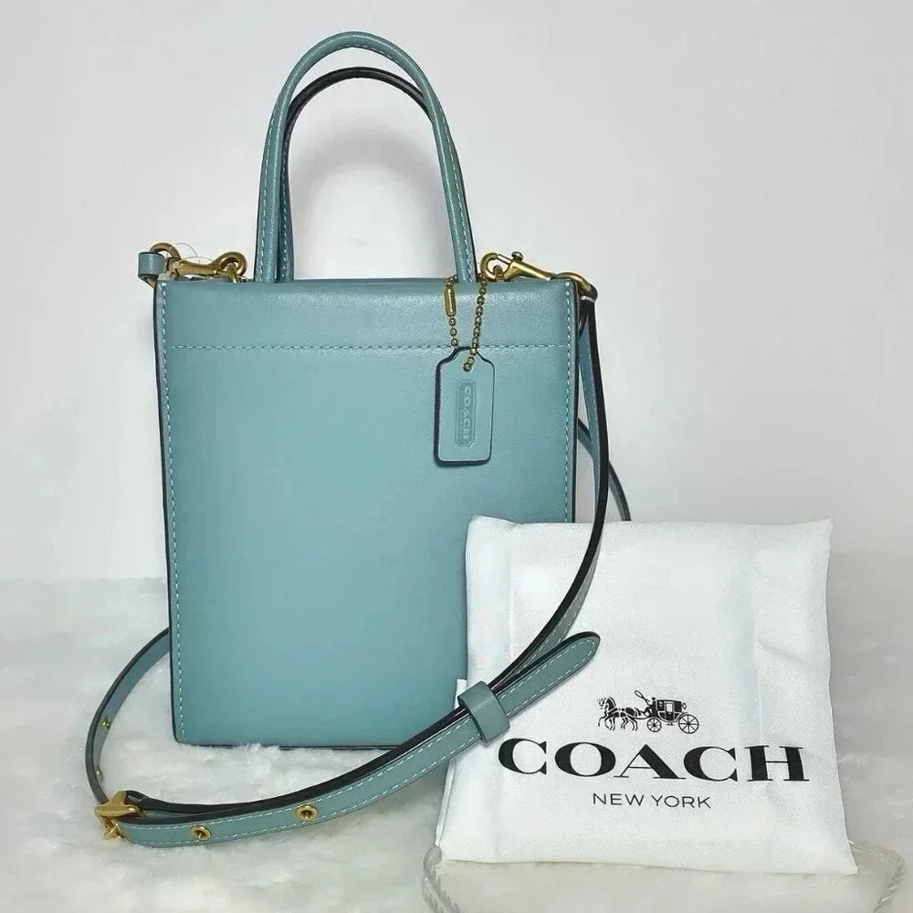 Coach Glove Tanned Leather Mini Cashin Carry Sage Green Tote Bag Purse NWT
